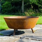 "Raw" 850mm Diameter Cast Iron BBQ Fire Bowl  And Chef's Cast Iron Griddle Kit 